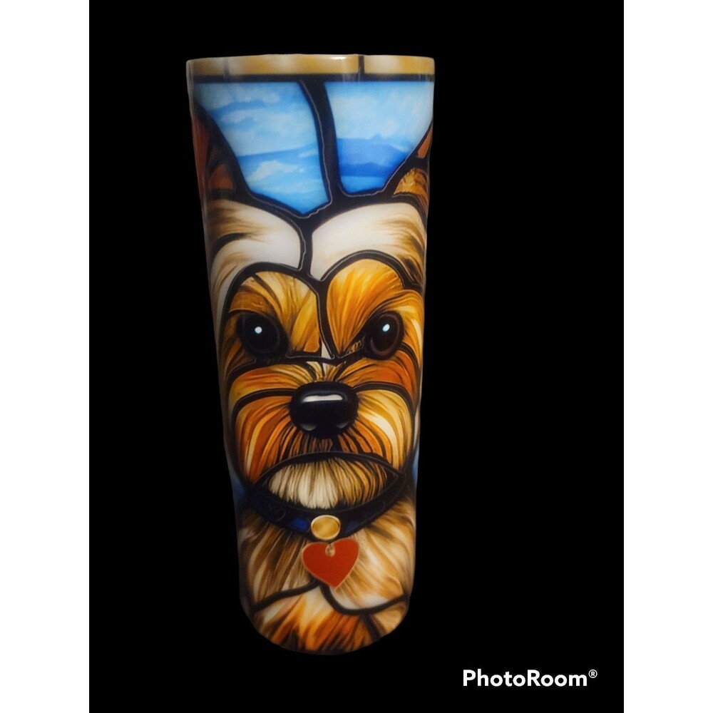 Stained Glass Yorkie 20oz Skinny Tumbler